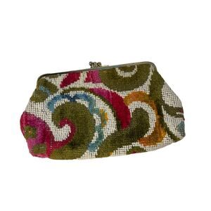 Retro Embroidered Wallet or Clutch with Metal Clasp